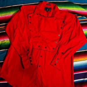 Red western bib button up